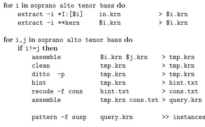 Figure 3.6: Execution of a Humdrum suspension query