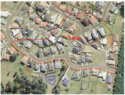 Figure 1.4 : Basin catchment plan & 1m contours 