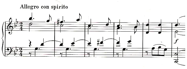 figure in the left hand that emphasizes the second beat with a pick-up.  This rhythmic 