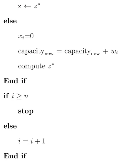 Table 3.1: Inputs for the 0-1 knapsack problem