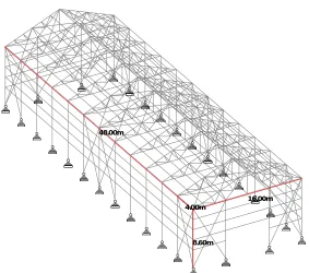 Fig. 3. Three Dimensional model View (Conventional Steel Building 4m bay spacing) 