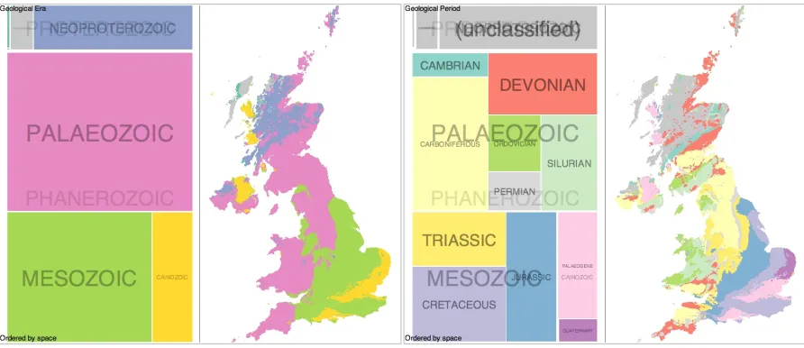 Figure 4. The Map is the Legend. Three states: legend, map, mapped legend (left – right)