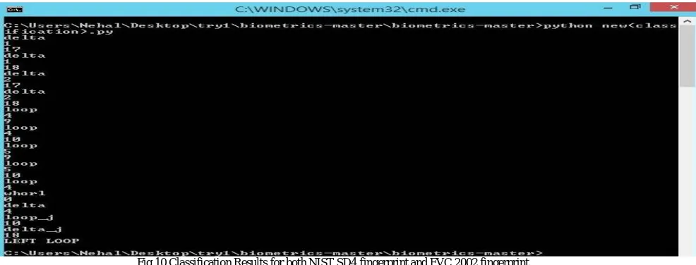 Fig 9 Singular Points Detection (i.e. Core & Delta) did for (a) NIST SD4 Fingerprint (b) FVC 2002 Fingerprint