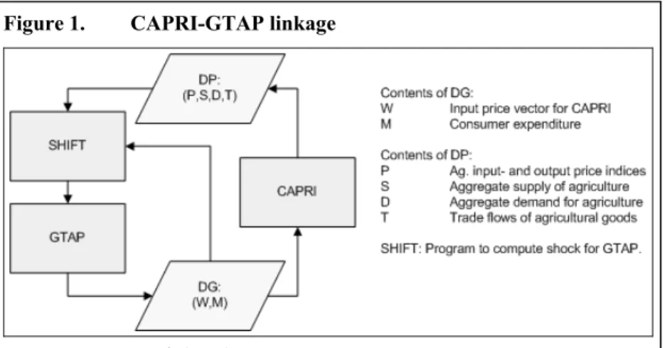 Figure 1.   CAPRI-GTAP linkage 