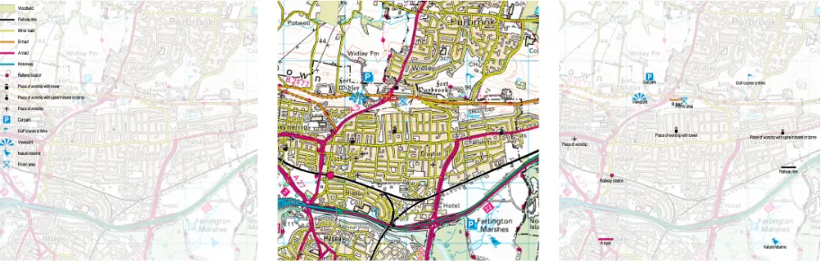 Fig. 1. The Map is the Legend – Map Becomes Legend (Becomes Map...). Relationships between map and legend are explored inPrototype 1 with animated transitions between three ordered layouts: legend (1D categorical, left), map (2D geospatial, center) andmapp