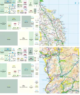 Fig. 9. The Map is the Legend – Strategi. Symbols move between geospatial and thematic layout in Prototype 5