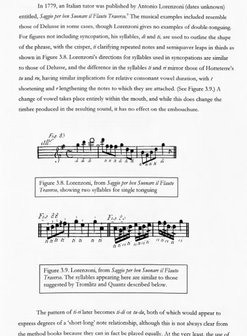 Figure 3.8. Lorenzoni, from Saggio Traper ben Suo narc ilFlal/to verso, showing two syllables for single tonguing 