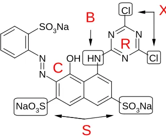 Figure 2.6. Reactive Red 1 showing dye features of reactive dyes. 