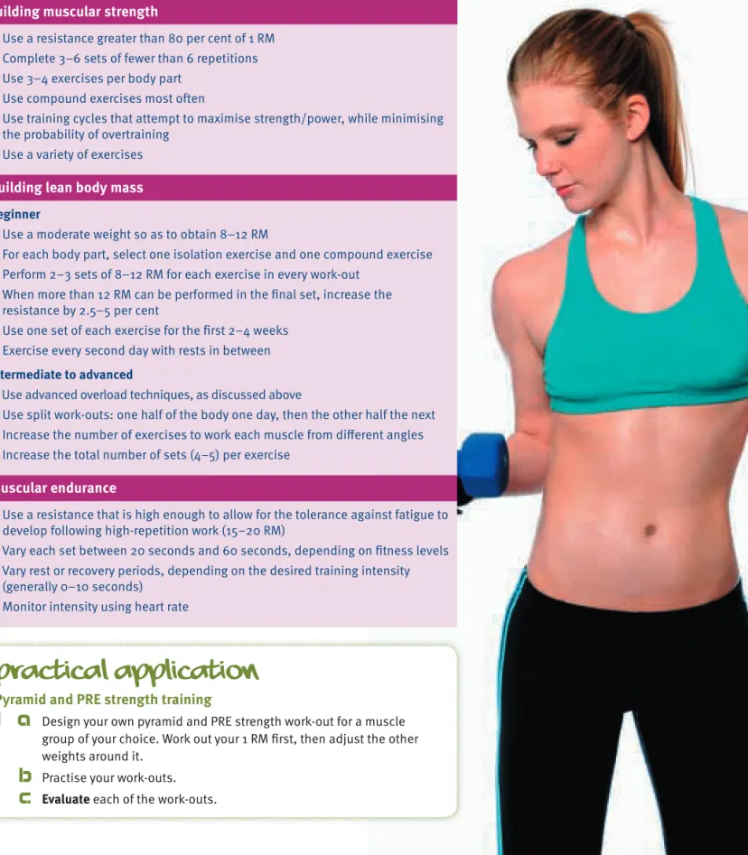 Table 20.2  Weight training guidelines for different goals Building muscular strength 