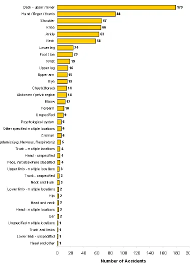 Figure 2-40: LTI - Body parts affected (DNRM 2013) 