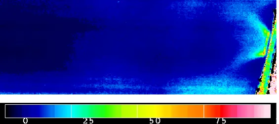 Figure 2. False Colour Image of Mean Naphthalene Fluorescence,  obtained from Plane 3 in the Double Annular Combustor 