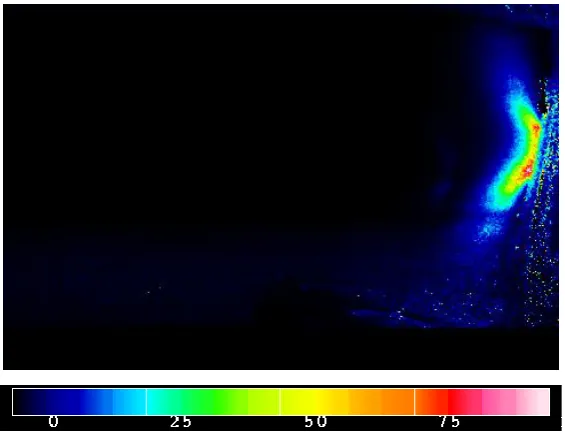 Figure 5. False Colour Image of Mean PPO Fluorescence, obtained from Plane 2 of the Double Annular Combustor