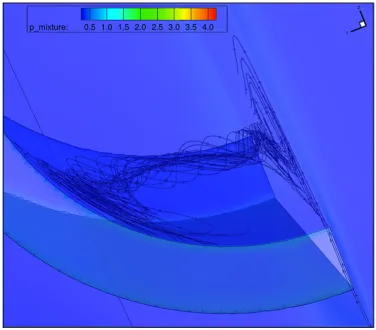 Figure 8. Translational temperature contours for the 45o DSMC cases: (a) X010, (b) X011, (c) X012 
