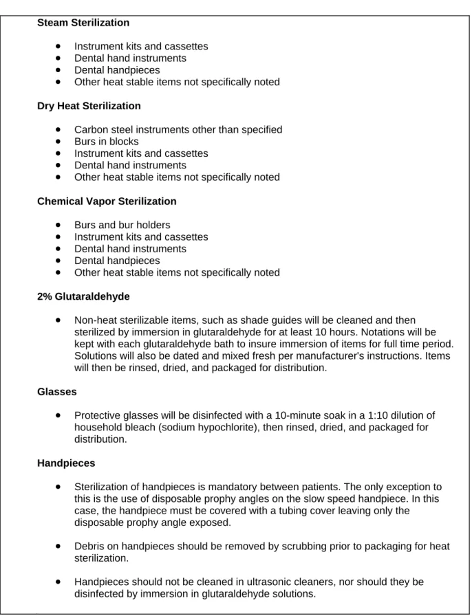 Table 2-2 Sterilization Guidelines 