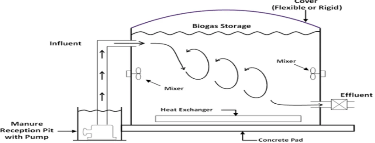 Figure 8 is and image of a mix digester system and its process. (AgStar, 2010)Figure 8 is an image of a mix digester system and its process