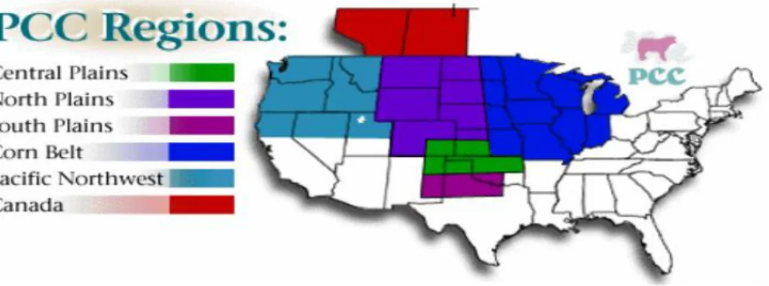 Figure A.1 - Map of the Professional Cattle Consultants (PCC) regions in the central U.S