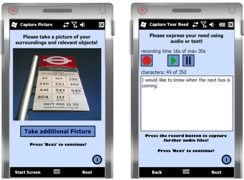Figure 3.  Figure 1 Taking a picture of the environment (left) and documenting a need (right) using iRequire 