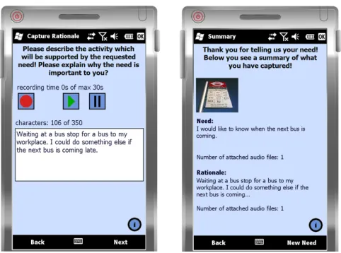 Figure 4.  Figure 2 Capturing rationale / supported task (left) and summarizing captured information (right) 