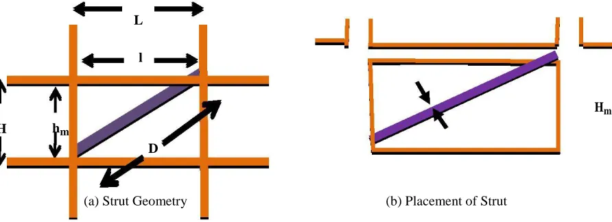 Figure 5: (a) Strut Geometry (b) Placement of Strut 