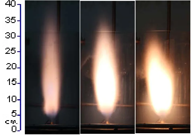 Figure 46 m CP: 100 lpm, ma in lpm (left to right): (a) 21, (b) 18, (c) 12  Diesel m in kg/min (left to right): (a) 0.0301, (b) 0.0247, (c) 0.0238  