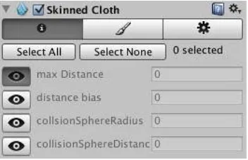 Figure 5 Skinned Clothing Properties  of space is defined for each vertex using a set of co-efficient which determines how freely the simulated cloth can The 