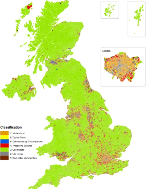Figure 2.  OAC super-groups mapped to Output Areas using SASI colours (SASI, 2009) 