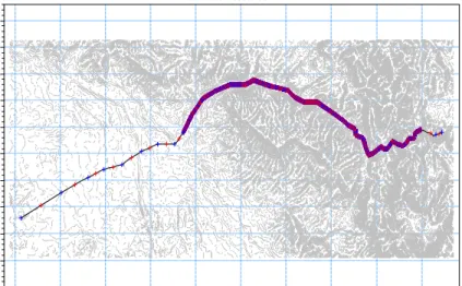 Figure 5: Waterway network and topography lines in understudied area