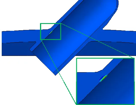 Figure 8 - Location of Reverse Plasticity in Nozzle 5 