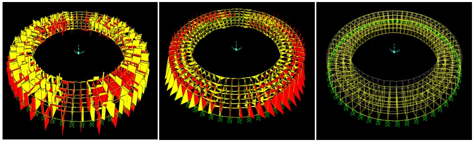 Fig d) SFD of 60  Noded Ring Foundation   Fig e)BMD of 60  Noded           Fig f) Displacement of 60  Noded 