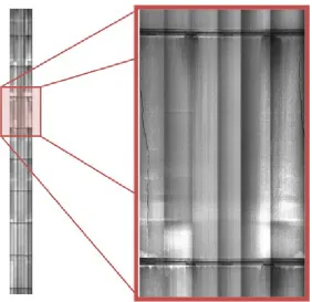 Figure 2 Example showing the full chanorama and a zoomed portion revealing a full axial crack 