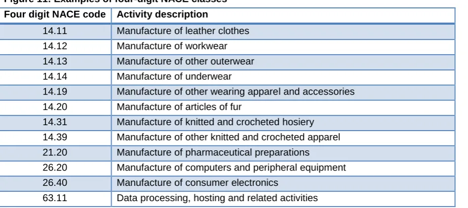 Figure 11: Examples of four-digit NACE classes 