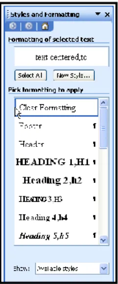Figure 2: Select  Clear Format t ing in t he St yles and Format t ing pane 