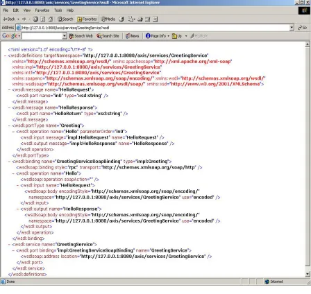 Figure 6:   WSDL file generated by Axis 