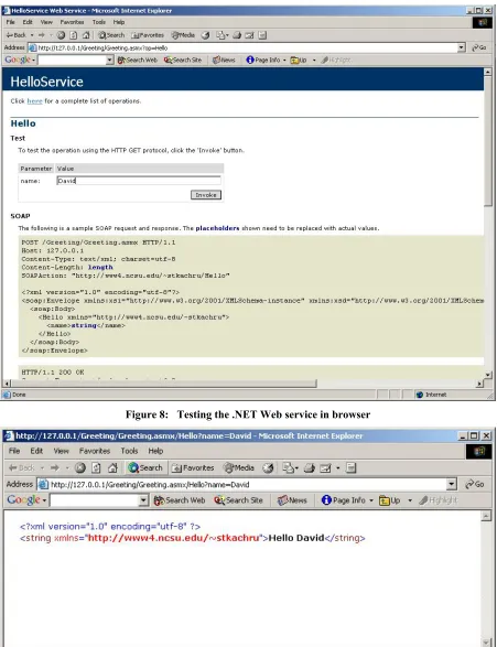 Figure 8:   Testing the .NET Web service in browser 