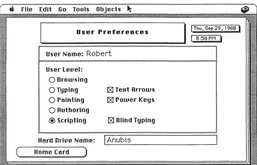 Figure B-5: The 'User Preferences' card 