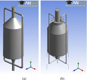 Figure 2. MILD burner early development in CFD in early design stage (a) with 2 EGR pipe (b) with smaller EGR pipe and 4 fuel inlet 