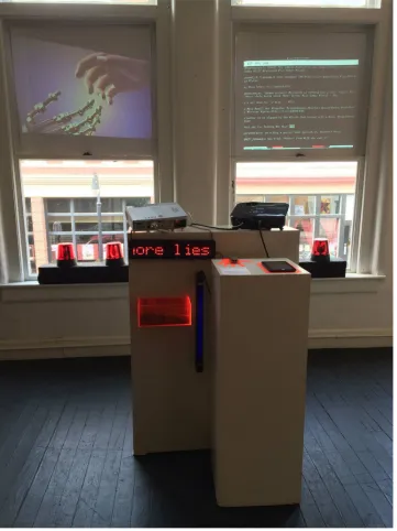 Figure 10: Setup of the Truth or Dare installation at the Interface Interference Smartphone Art Show at the 