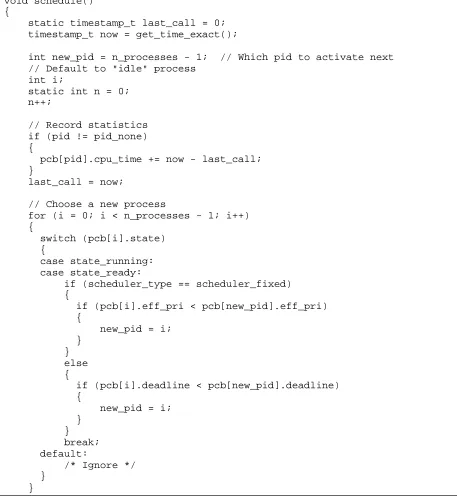 Figure 3-2 – Scheduler Code 