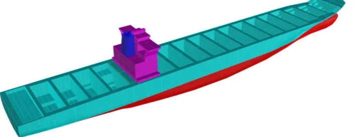 Figure 6 CAD model of the selected containership: empty load case. 