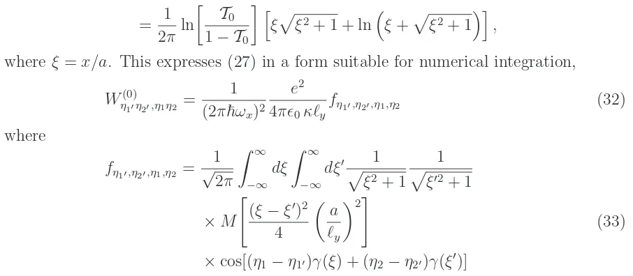 Table 1. Estimates for the interaction matrix elements Wb(1) and Ab(1), see (35), atthree diﬀerent positions on the ﬁrst conductance plateau, i.e