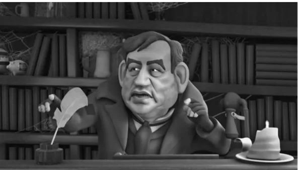 Figure 3.6   Gordon Brown as represented in Headcases (ITV) © Headcases/ ITV