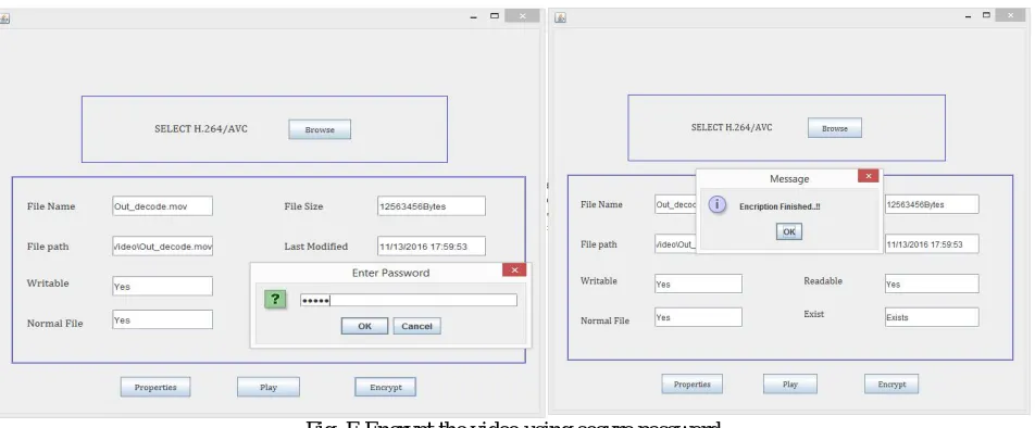 Fig. E Encrypt the video using secure password 