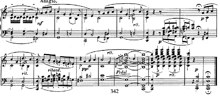 Fig. 4. Schumann, Phantasie in C, op. 17, close of first movement.  