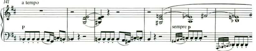 Fig. 6. Liszt, Sonata in B minor, bars 141-146.  