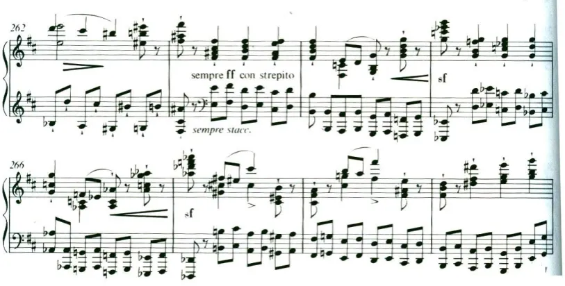 Fig. 7. Liszt, Sonata in B minor, bars 262-269. 