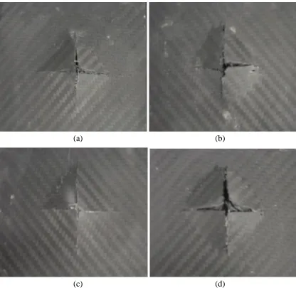Figure 3.5 Rear view of representative specimens after final perforation: (a) reference; (b) 