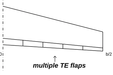 Figure 1.2: Schematic representation of the multiple trailing-edge ﬂaps (right sideshown).