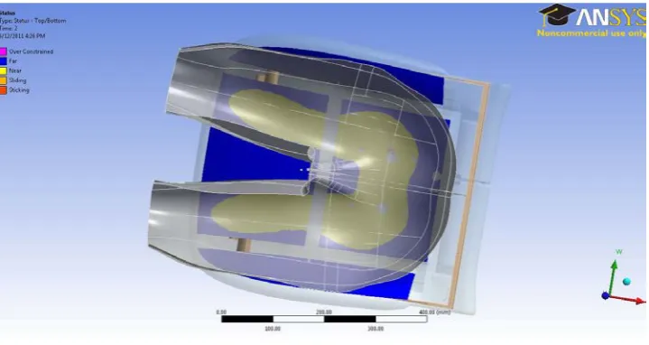 Figure 10: Single layer model simulated indentation on seat cushion: contact surface 