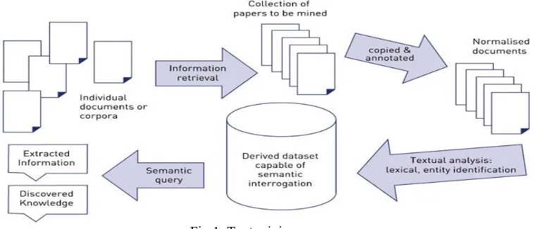 Fig 1: Text mining process 
