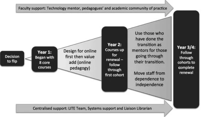 Figure 5. Change leadership strategy to develop program-wide flipped classrooms 